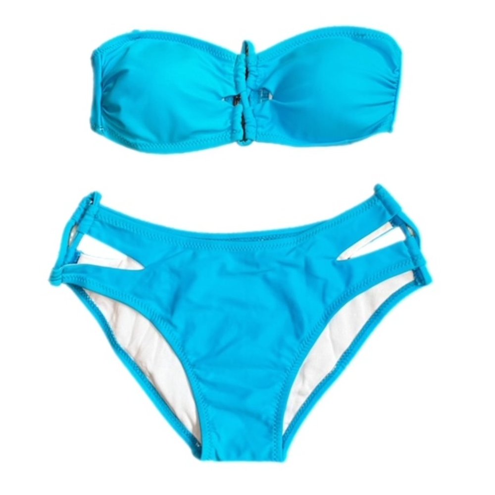 Strapless Bikini with Matching Bottoms Blue Size S NWOT